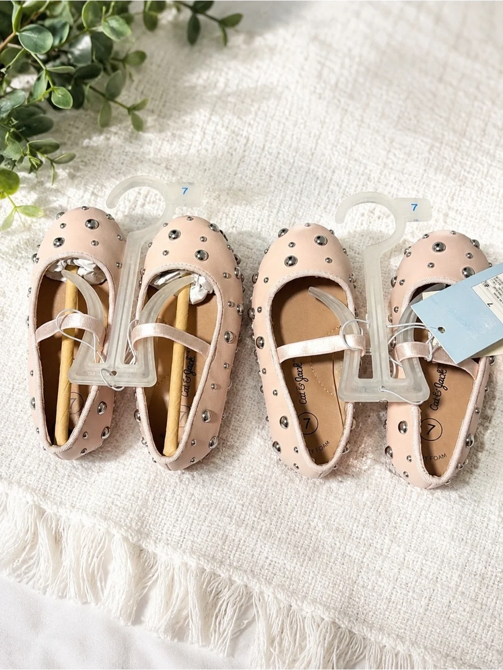 Cat & Jack Blush Pink Studded Mary Jane Flats